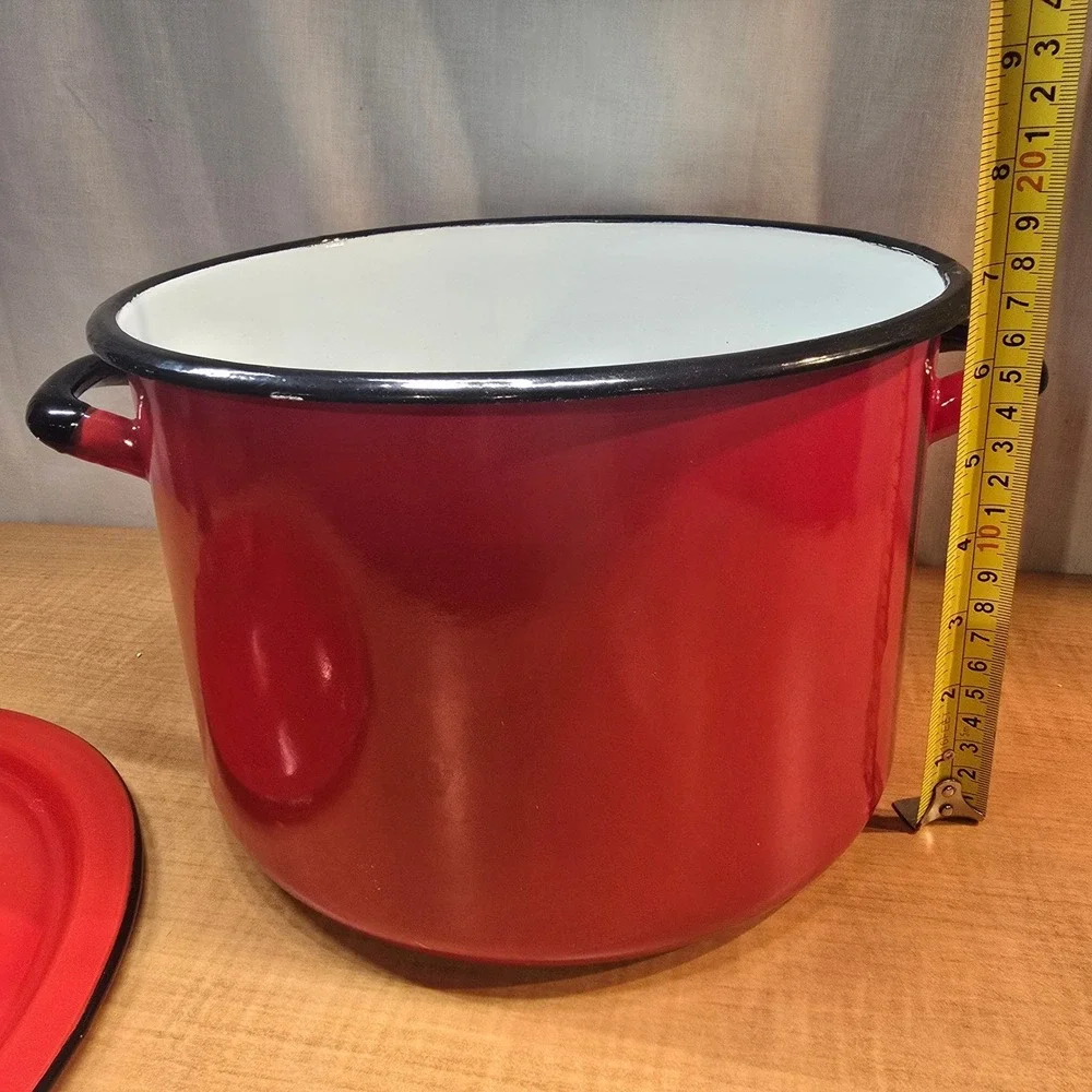 Vintage Enamelware Made in Poland Large‎ Red 7
